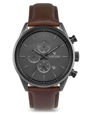 Vincero The Chrono S2 Chronograph Leather Strap Watch, 43Mm - Gray