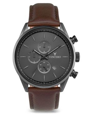 Vincero The Chrono S Chronograph Leather Strap Watch, 43Mm - Gray