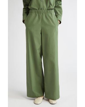 Lafayette 148 New York Riverside Elastic Waist Wide Leg Pants - Green