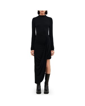Two Lines by Marcella Lisbon Mock Neck Long Sleeve Maxi Dress - Black