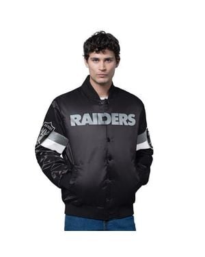 Starter Las Vegas Raiders Triple Option Satin Varsity Full-Snap Jacket - Black