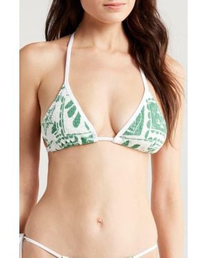 Cleonie Bow Triangle Bikini Top - Blue