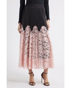 NIKKI LUND Madaleine Pleated Lace Skirt - Black