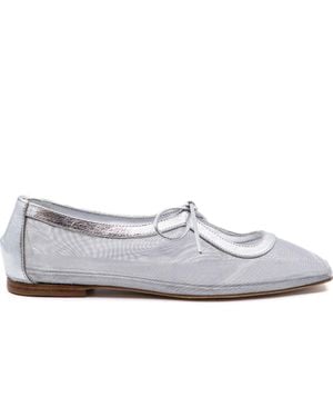 Andrea Gomez Amelia Clear Mesh Ballet Flat - White