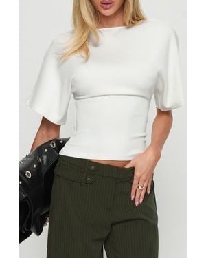 Princess Polly Arazia Crop Dolman Sleeve Knit Top - White