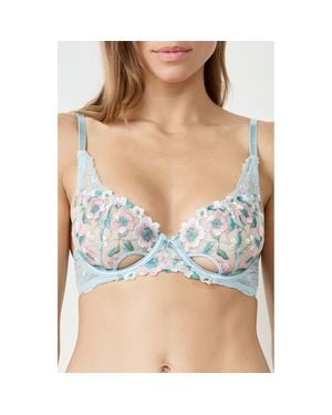 Etam Allure Classique Embroidered Underwire Bra - Blue