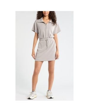 Zella Soft Luxe Knit Quarter Zip Dress - Gray