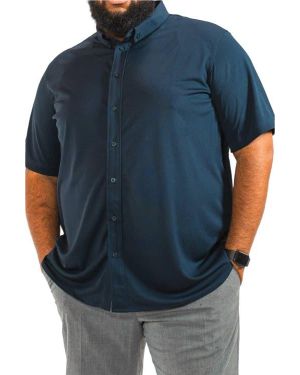 Regent Row Big And Tall Commuter Shirt, Short Sleeve Button Down, Tailored Fit, Spread Collar, Performance Fabric, Stylish & Casual - Blue
