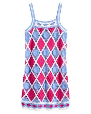 Miken Swim Diamond Pattern Sweater Beach Cover-Up Dress - Red