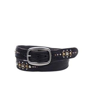 Old Trend Legend Genuine Leather Bold Studded Statement Belt - Black