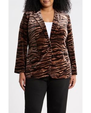 Anne Klein One-Button Notched Collar Blazer - Black