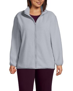 Lands' End Cozy High Pile Full Zip Fleece Jacket - Gray