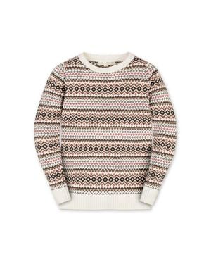 Hope & Henry Kids' Organic Long Sleeve Intarsia Crew Neck Pullover Sweater - Natural