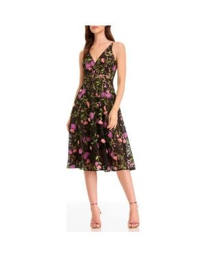 Dress the Population Elisa Floral Fit & Flare Cocktail Dress - Brown