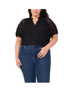 Cece Raglan Sleeve Lace Top - Black