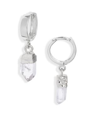 Child Of Wild Aura Quartz Huggie Hoop Earrings - White