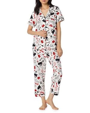Bedhead Print Stretch Organic Cotton Crop Pajamas - White