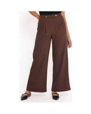 Petal & Pup Corfu Pleat Front Wide Leg Pants - Brown