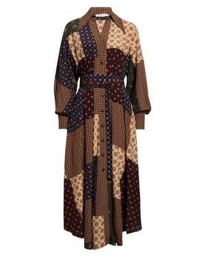Zimmermann Patchwork Foulard Print Long Sleeve Midi Dress - Brown