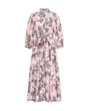 Maison Common Printed Poplin Dress With Macrame Trim - White