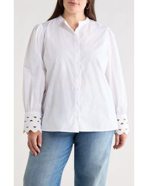 Sugarlips Ziana Cotton Poplin Button-Up Shirt - White