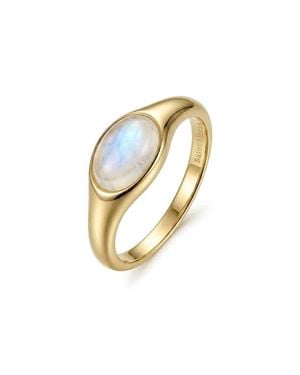 st. Moran 14K Plated Moonstone Signet Ring - Metallic