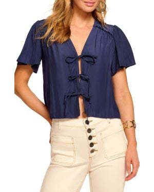 Ramy Brook Selene Tie Front Crop Top - Blue