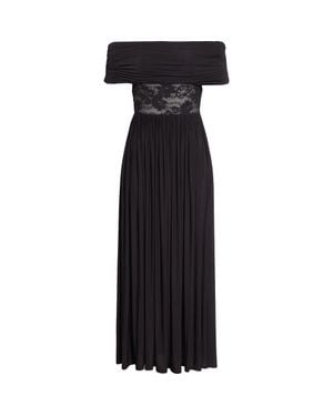 Zimmermann Rebellion Lace Inset Off The Shoulder Draped Dress - Black