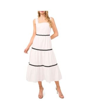 Cece Rickrack Trim Cotton Maxi Sundress - White