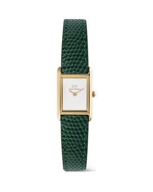 Daniel Wellington Bound Mini Tank Leather Strap Watch, 17Mm X 26Mm - Green