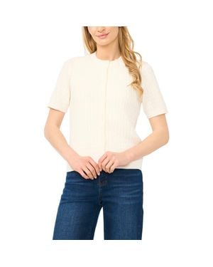 Halogen® Cable Knit Cotton Button Front Cardigan - White