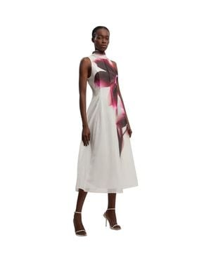 Karen Millen Sleeveless High Neck Midi Dress - Pink