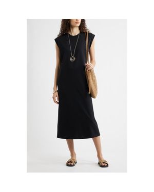 Nordstrom Muscle Sleeve Pima Cotton Jersey Maxi Dress - Black