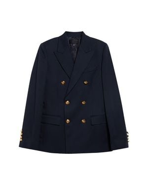 Nili Lotan Bruni Double Breasted Virgin Wool Jacket - Blue