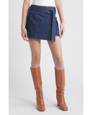 Rails Deanna Belted Denim Wrap Miniskirt - Blue