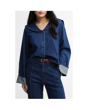 Barbour Dartmoor Sailor Collar Button-Up Shirt - Blue