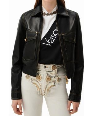 Versace Piuma Lambskin Leather Jacket - Black