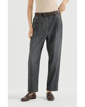 Brunello Cucinelli Lightweight Denim Five-Pocket Pants - Gray