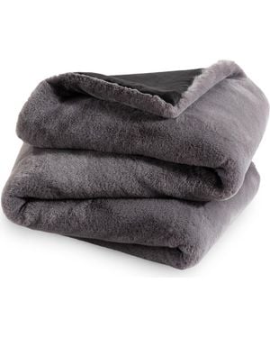 Bare Home Faux Fur Throw Blanket - Gray