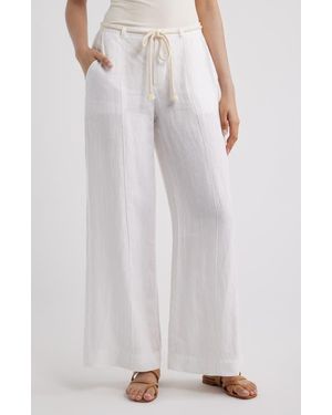 Bella Dahl Pintuck Linen Pants - White