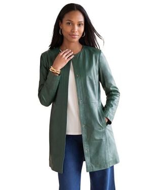 Jessica London Three Quarter Leather Jacket - Green