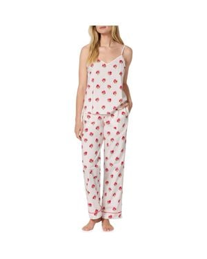 Bedhead Print Cotton Crop Pajamas - Red