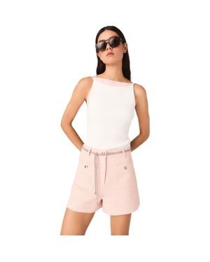 Maje High Straight-Neck Top - Pink
