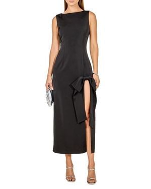 Endless Rose Bow Slit Cocktail Dress - Black