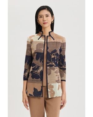 Ming Wang Floral Jacquard Ombre Knit Jacket - Multicolor
