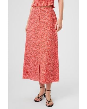 French Connection Agnes Ditsy Floral Crepe Midi Skirt - Red
