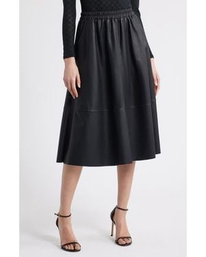 NIKKI LUND Agnes Faux Leather A-Line Skirt - Black