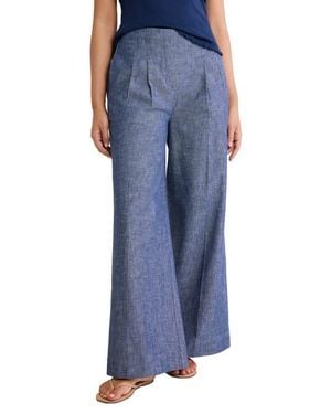 NZ BY NIC & ZOE Ellis Wide Leg Chambray Pants - Blue
