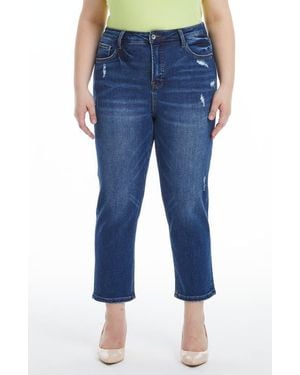 Bayeas High Waist Ankle Tapered Mom Jeans - Blue