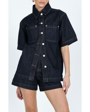 Princess Polly Whitaker Short Sleeve Denim Shacket - Blue